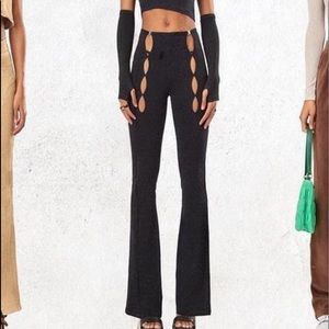 Black Flare Cut Out Pants